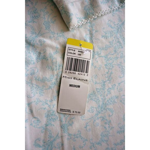 Miss Elaine 668819-125 Women's Sz M White/Blue Floral Zip-Front L/S Robe - Picture 3 of 10
